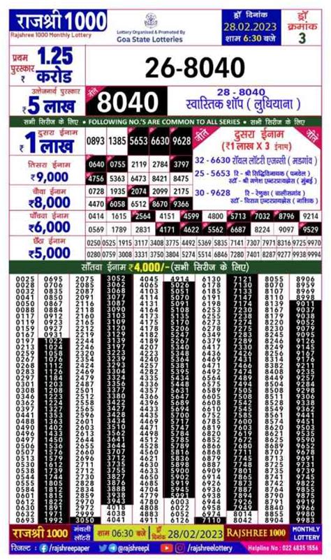 goa state lottery rajshree today result 7.30 pm live|Rajshree Lottery Results and Tickets for Today .